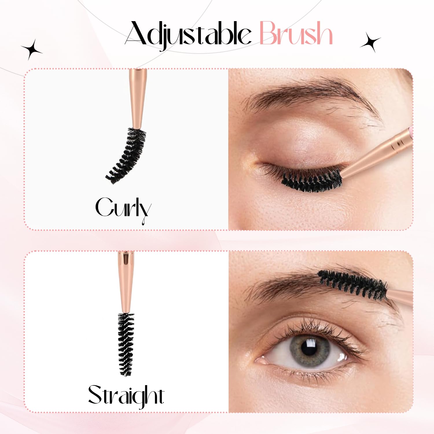 CoolShef Eyelash Brush with Eyebrow Spoolie | Foldable Lash Separator Tool & Arc Eyelash Comb | Dual Head Design for Combing, Defining & Separating Lashes (1Pcs) 3