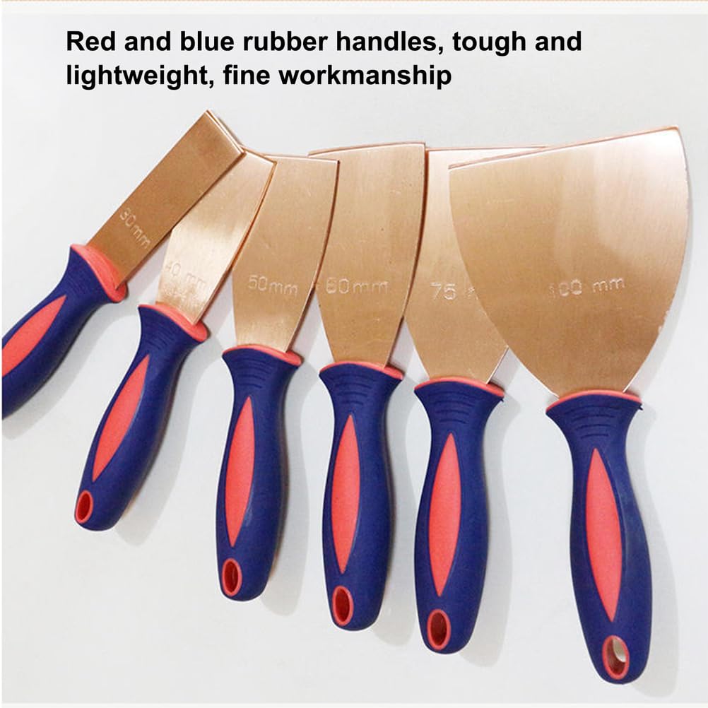 Cuchillo de revestimiento de cobre, espátula de yeso con mango de goma, raspador de yeso, removedor de madera, raspador de papel pintado, herramienta de pintura
