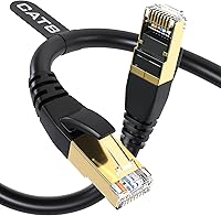 DbillionDa Cat8 Ethernet Cable 6FT Outdoor Indoor Heavy Duty 26AWG 2000MHz 40Gbps Weatherproof Gold RJ45 for Gaming Router Modem