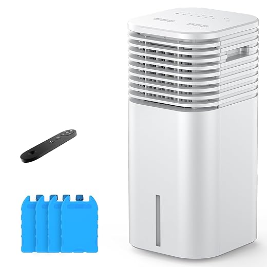24" Windowless Portable Air Conditioner, 15H Timer & 120°Oscillation, 3-IN-1 Portable AC Unit with Remote, 2-Gal Tank, 3 Modes & 3 Speeds, Ultra-Quiet Ventless Swamp Cooler for Home Office, Off