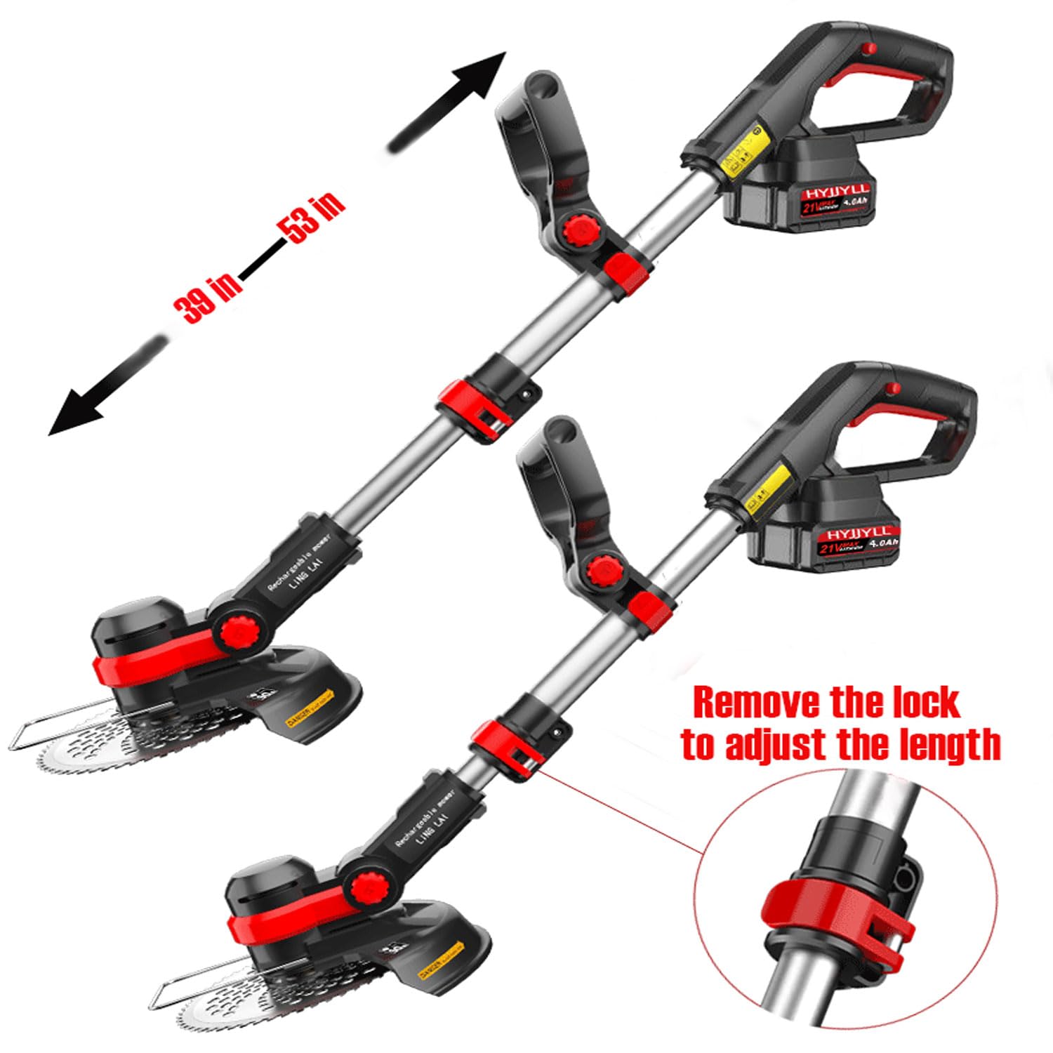 Cordless Weed Wacker 3-in-1 - 21V Battery Powered Stringless Trimmer/Edger/Brush Cutter With Wheels