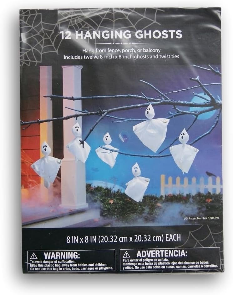 Halloween Outdoor Decorations - 12 Hanging Ghosts