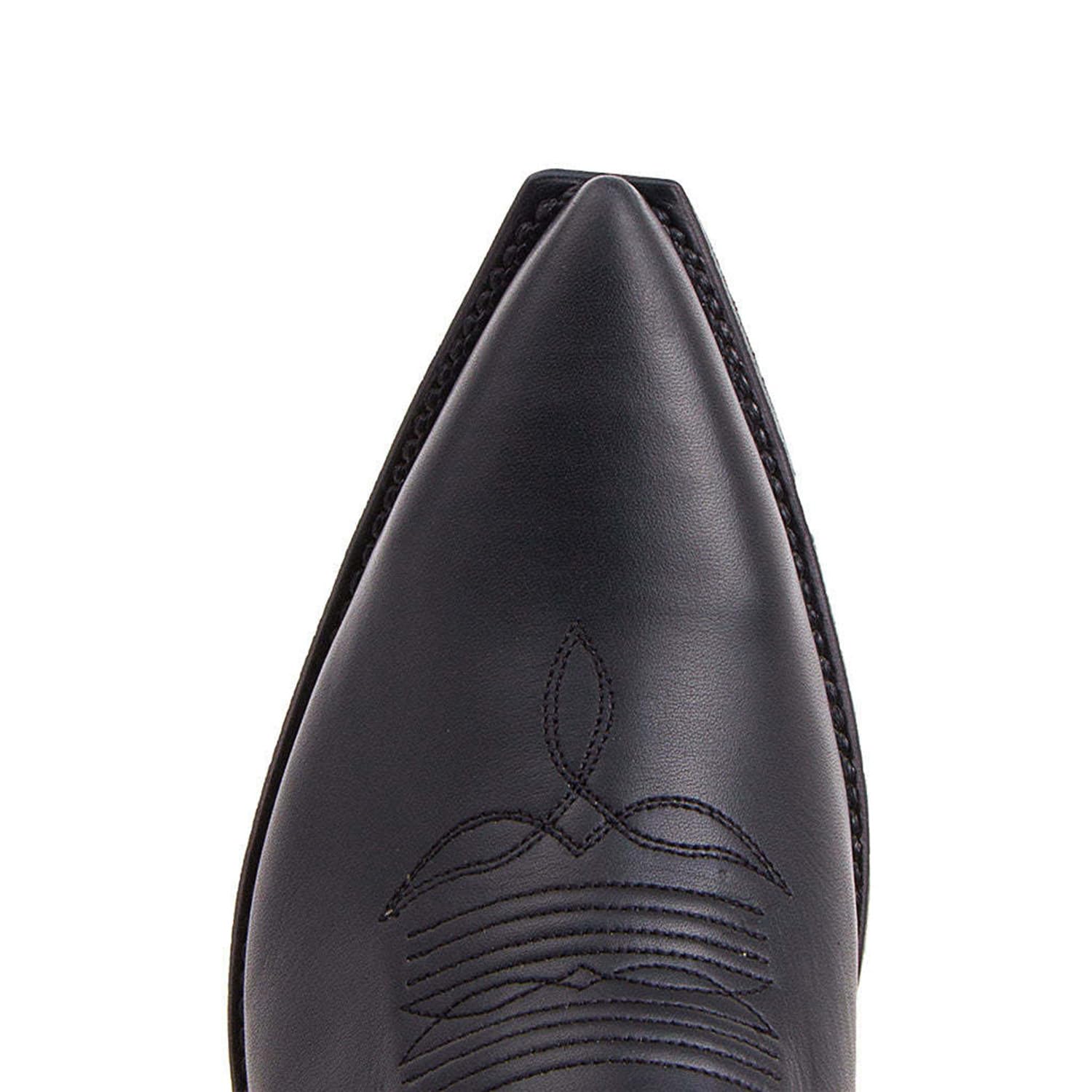 Cowboy Stiefel Herren Westernstiefel Spitze Zehe Niedriger Absatz Bestickte Stiefel Bequeme Weitschaftstiefel