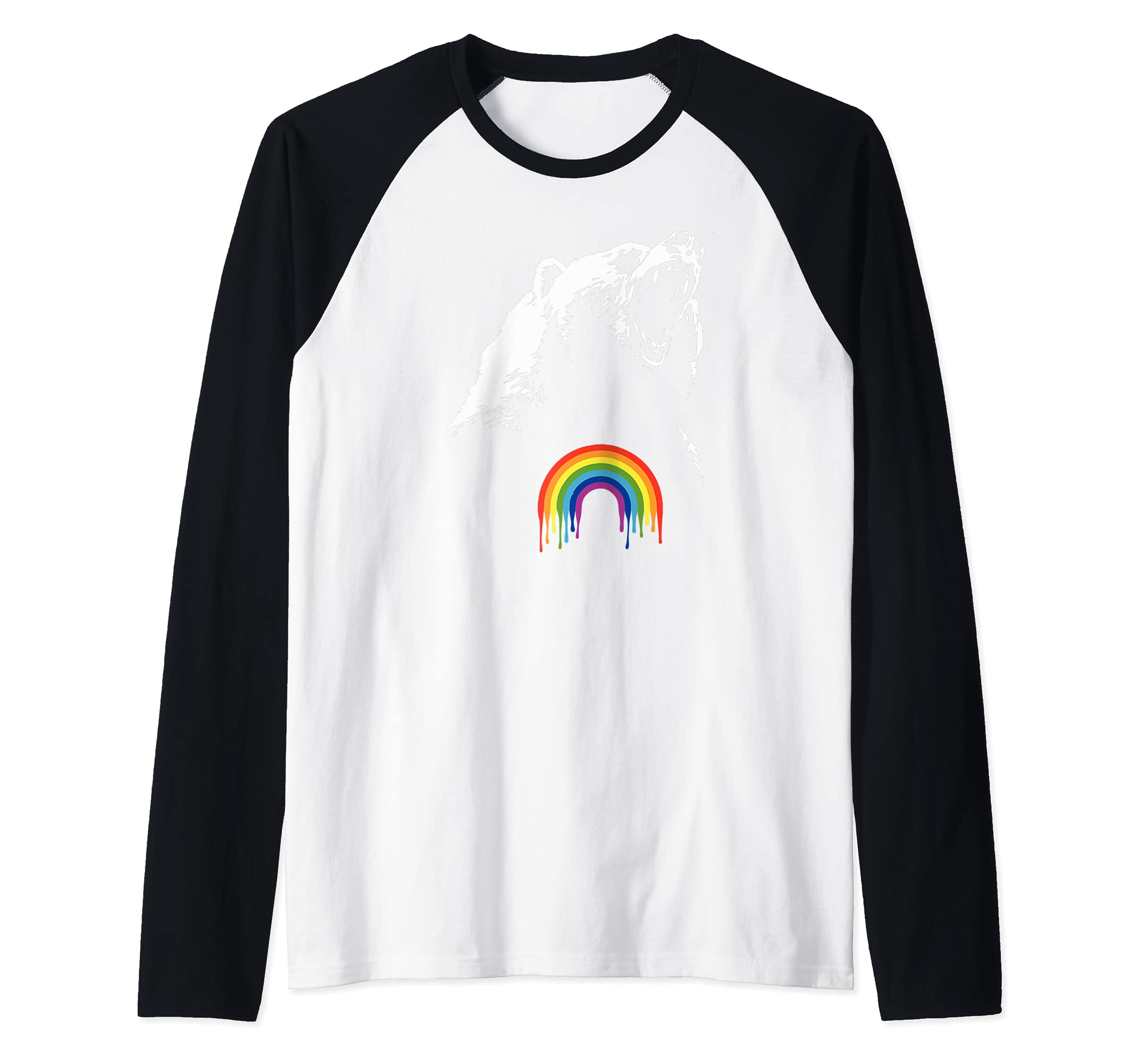 Gay Pride Bear Pride Care Rainbow Raglan Baseball Tee, Black
