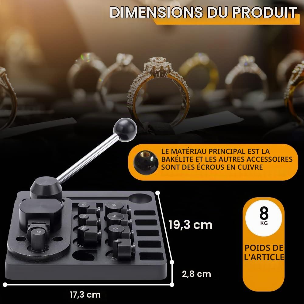 Outil de cintrage d'anneaux pour cuillère, bagues, kit de fabrication de bijoux avec matrices en nylon, 2 bagues vierges, machine à cintrer, outil de mesure, outil de bijoux multifonction