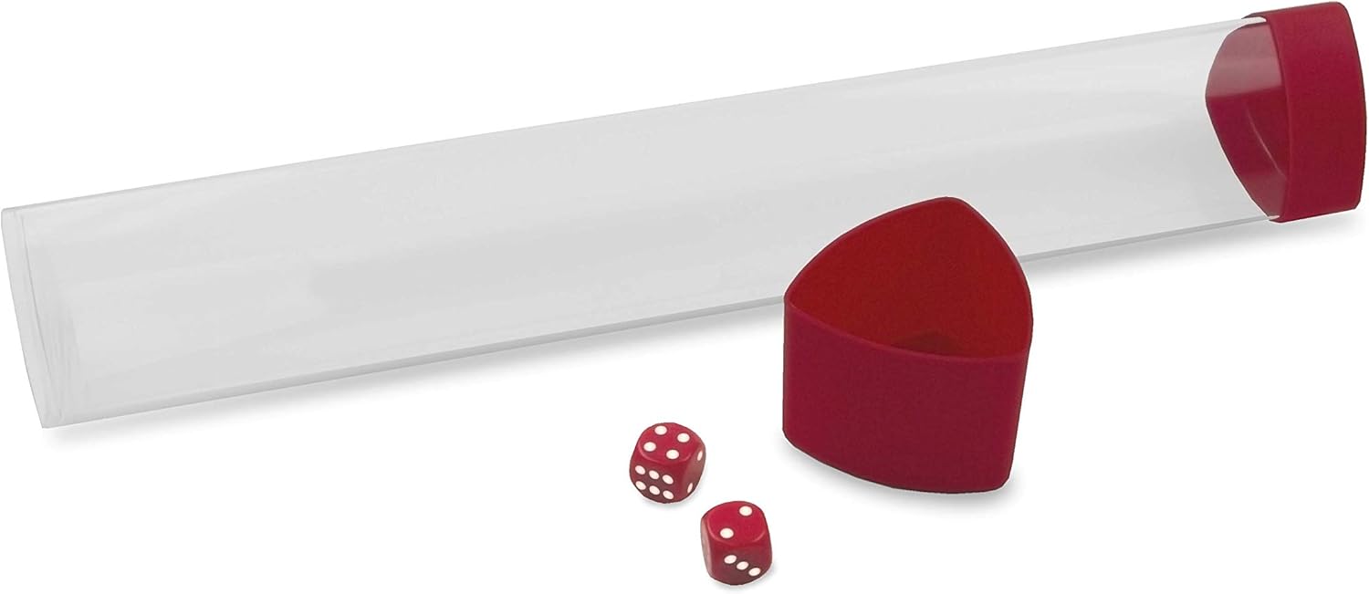 BCW Red Playmat Tube with Dice Cap | Includes 2 Free Dice | Tri-Oval Design Prevents Rolling | Oversized Cap for Storage | Durable Plastic Tube for MTG, TCG Playmats, and Game Mats