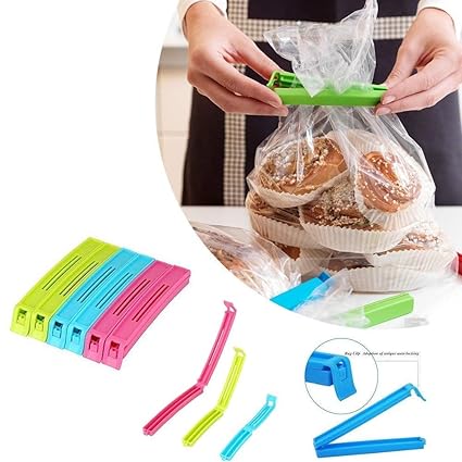 Essential Plastic Food Snack Bag Pouch Clip Sealer for Keeping Food Fresh for Home Kitchen Camping Snack Seal Sealing Bag Clips (Multi Color) | Pouch Clip Sealer 18 Piece | Food Clips Seale