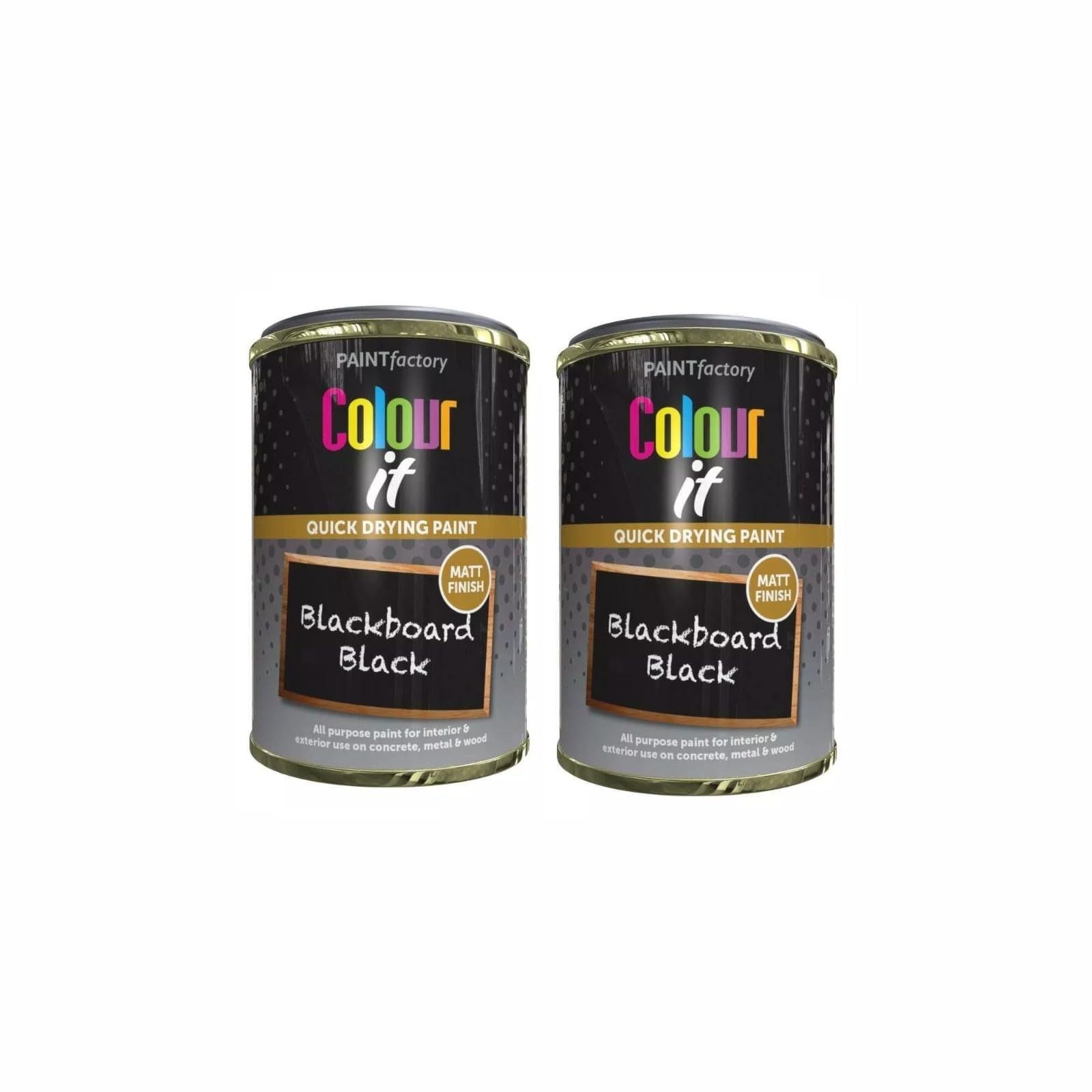 RIZZIIZ All Purpose Blackboard Black Tin Paint, Matt Finish, Quick-Drying Formula, Durable & Long Lasting Performance, Non Cracking, Suitable For Both Interior And Exterior Use, 300ml (2PCS)
