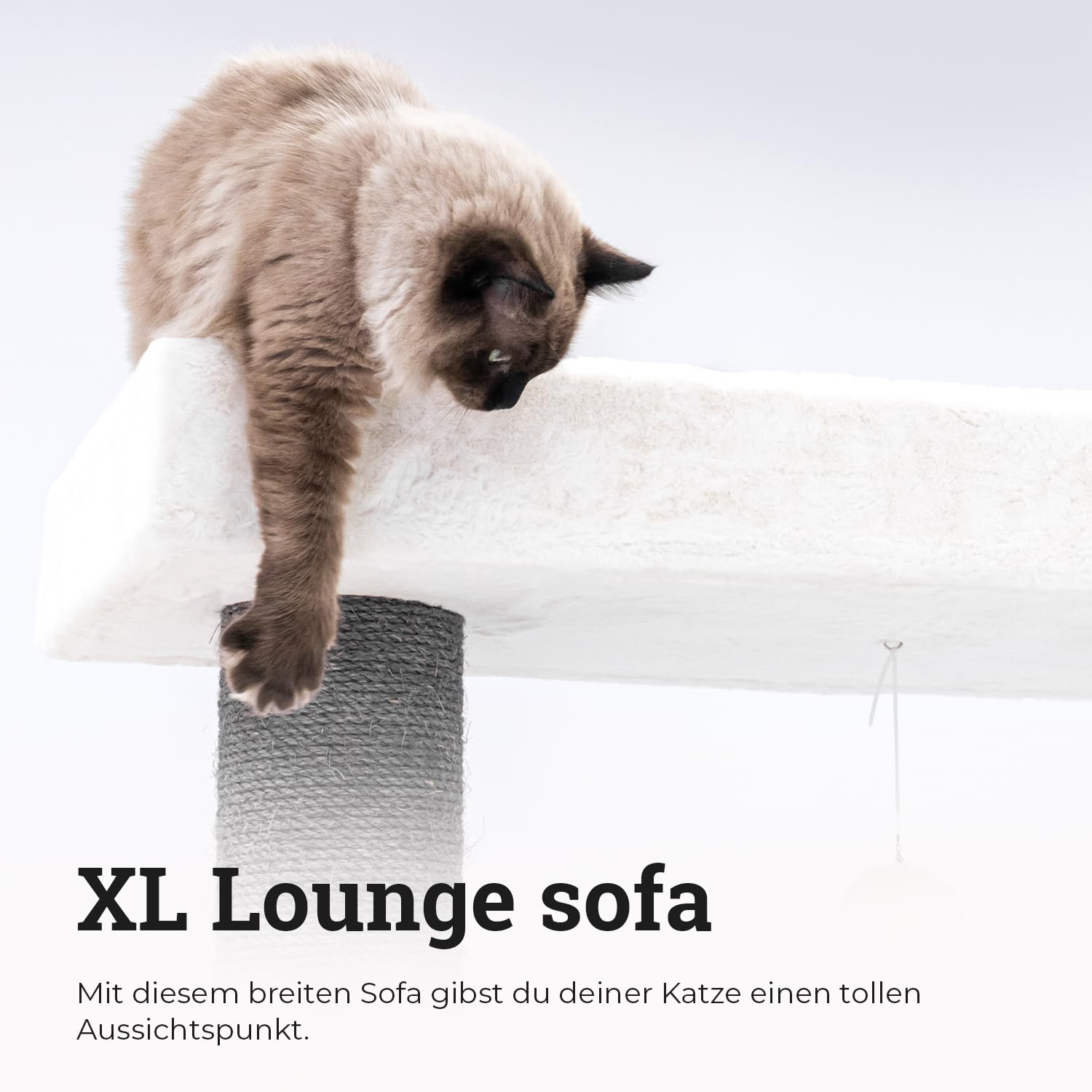 Petrebels XXL Kratzbaum Grosse Katzen Stabil Lookout 198 cm, Off-White | für Maine Coon & große Katzen, Ø 15 cm dicke Stämme, mit XL Hängematten, Schlafhöhle, Loungesofa & extra dicke Bodenplatte