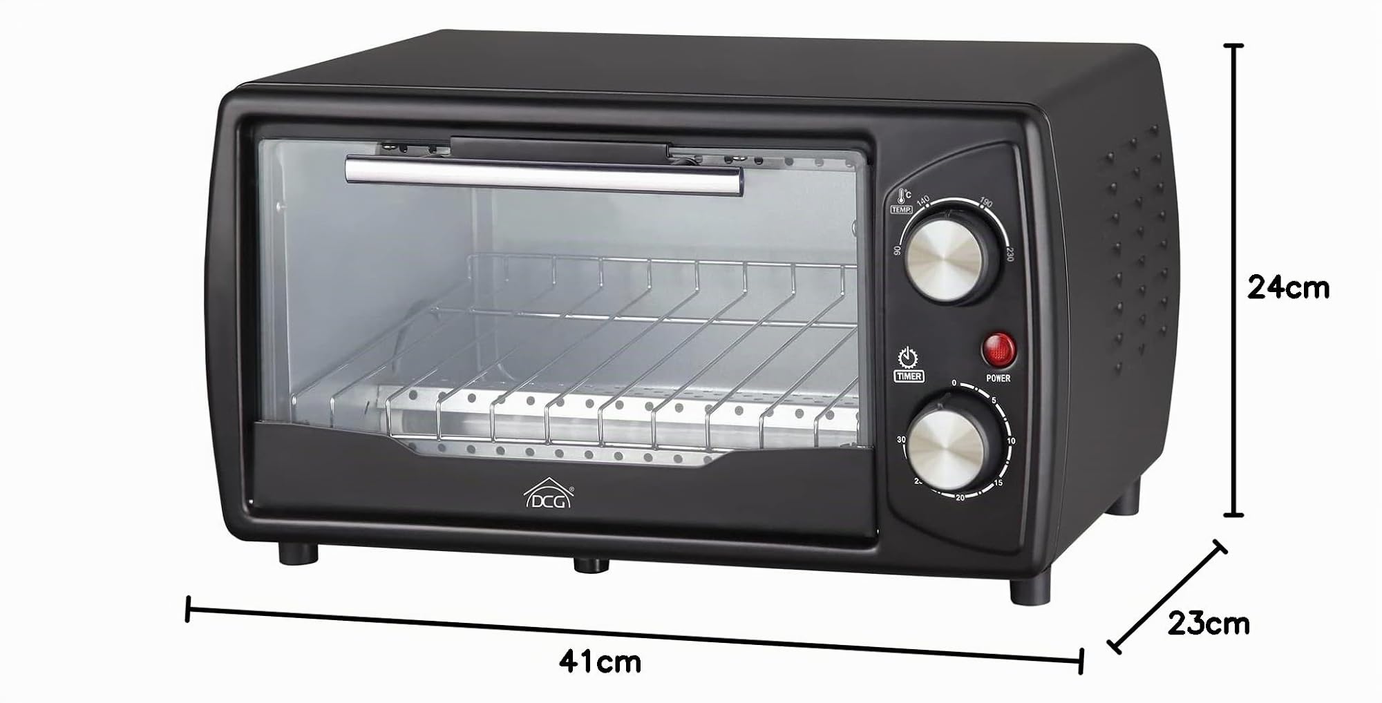DCG Eltronic MB9809N, Forno elettrico 9 litri 650 watt, Nero, 41x23x24 cm