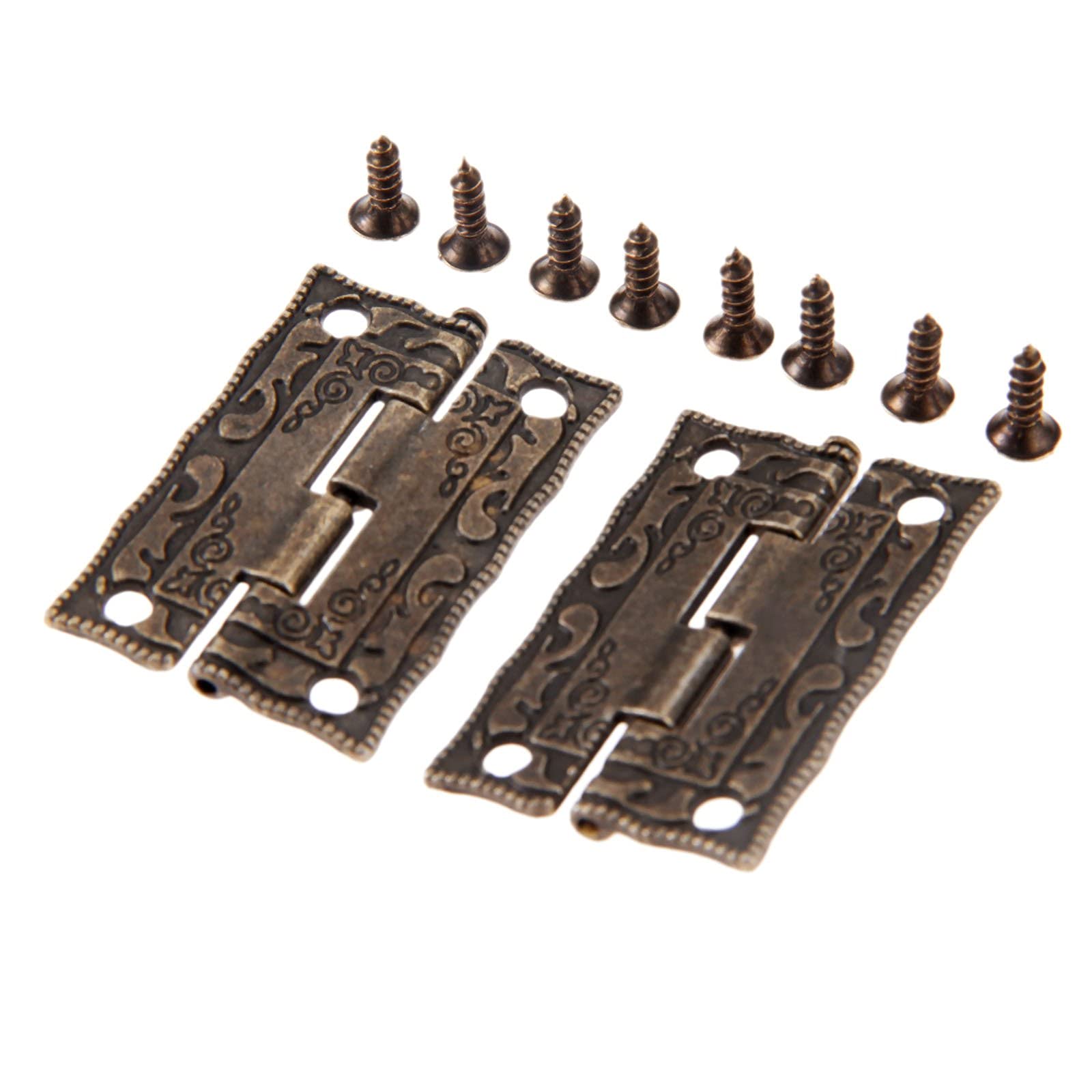 Nvsfzgiyg One Color Hinge, 2Pcs 35Mm23mm 4 Holes Antique Bronze V-Intage Lace Pattern Decorative Furniture Cabinet Cupboard