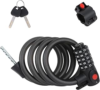 Sponsored You’re seeing this ad based on the product’s relevance to your search query.Learn more about this advertisement Frinier Bicycle Lock, 120 cm/12 mm Security Level, Very High Bicycle Cable Lock with 5-Digit Combination Code and Keys, Anti-Theft Bicycle Lock for Bicycle, Tricycle, Motorcycle, Scooter