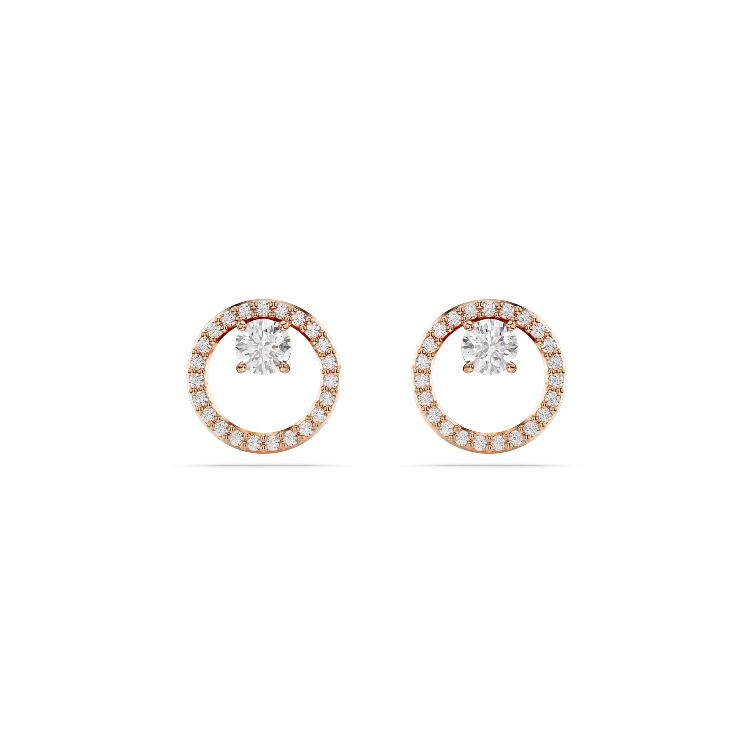 Swarovski Constella stud earrings, Round cut, White, Rose gold-tone plated