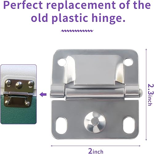 Miniatura 2 de Juego de bisagras de acero inoxidable con tornillos, compatible con refrigeradores Coleman de repuesto 5235 6262 6270 (paquete de 4)