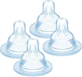 MAM Teats Size 1, Suitable for Newborns, Slow Flow SkinSoft Silicone Teats for Baby Bottles, Fits All MAM Bottles, Baby Feeding Essentials, Pack of 4