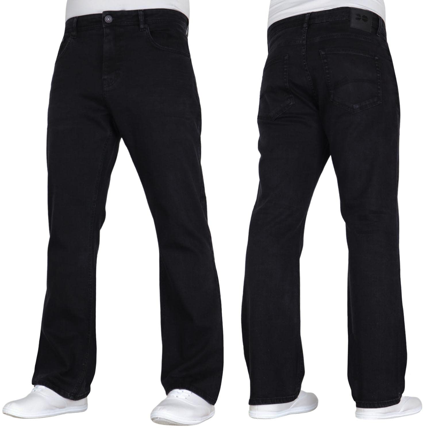 Crosshatch Men's Black Stretch Boot Cut Leg Flared Classic Retro Denim Jeasn By Jeanbase 36W X 34L