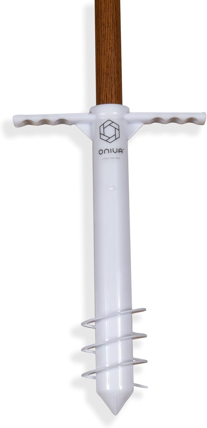PICNIC TIME Beach Umbrella Sand Anchor, Heavy Duty Umbrella Base with Spiral Screw, One Size Fits All (White) - Image 3