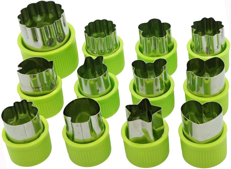 DIY Veggies Cutter set 12pcs, Flower Star Animals Shapes Mini Fruit Cutters Decorating Kits for Cookies Fondant Cake Decoration Kids Food Bento Box Baking Supplies Home Essentials
