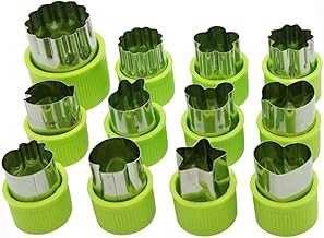 Cofe-BY Vegetable Cutters Shapes Set 12pcs, Mini Cookie Cutters, Flower Star Heart Rabbit Bear Bird Kids Food Shape Cutters, Fun Fruit Cutters Shapes Bento Box Accessories