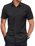 Men's Dress Shirts Short Sleeve Wrinkle Free Business Textured Shirt Casual Button Down Shirts