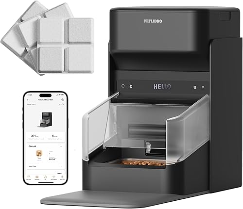 Miniatura 1 de PETLIBRO Alimentador automático RFID para gatos con 6 paquetes de bolsa desecante de alimentos para mascotas, sensor de collar para comidas