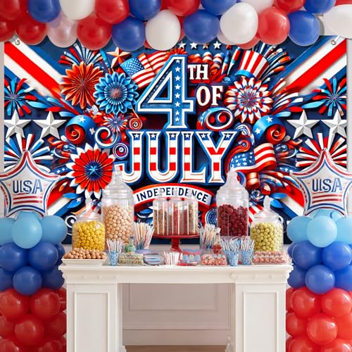 Image of BlissYard Independence Day Banner 71 x 43 Inch 4th of July Decorations Veterans Day Memorial Day Banner Decorations Supplies America Independence Day Theme Patry Decorations Indoor Outdoor Supplies