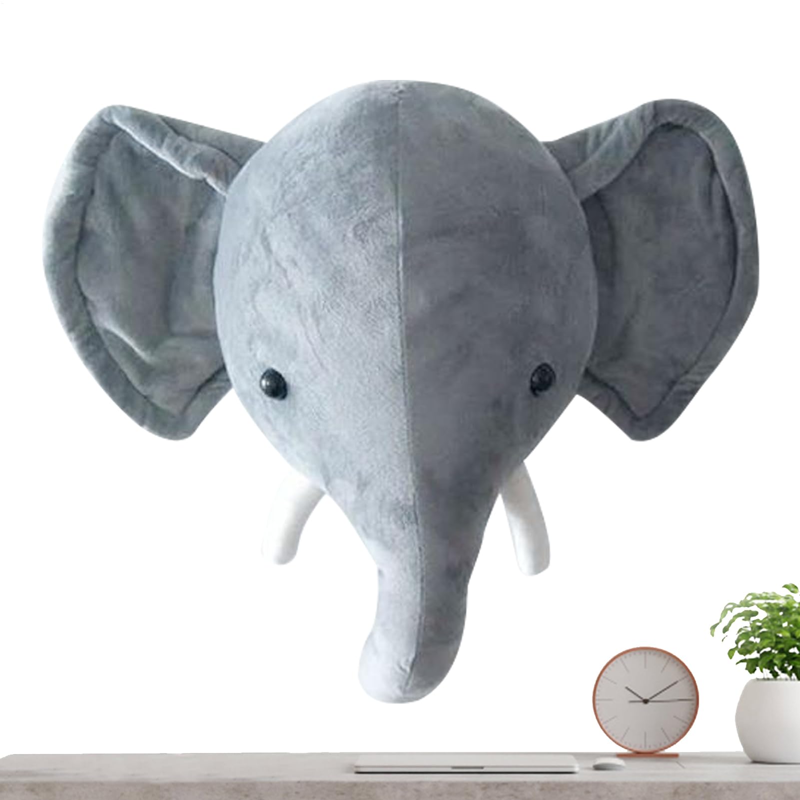 Stuffed Animal Wall Mount - PP Cotton, Style Plush Head Wall Hanging Ornament | Creative Animal Decoration with Soft Furnishings | Plush Stuffing Deer Mount for Playroom Cabin Kids Bedroom