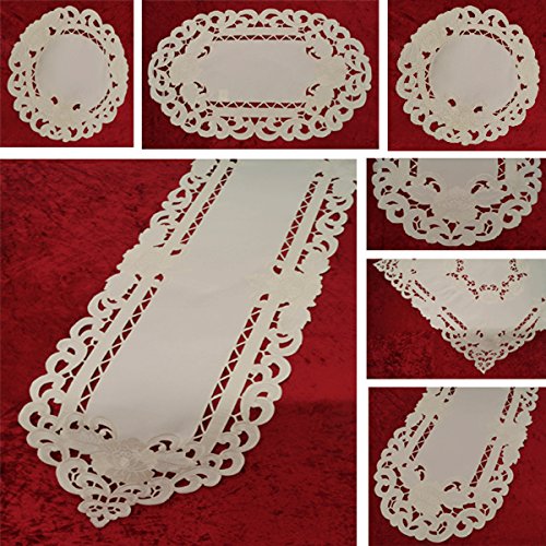 Bowatex Tischdecke Läufer Mitteldecke Creme Mohnblumen 8810E-Fa (85x85 eckig) Cover