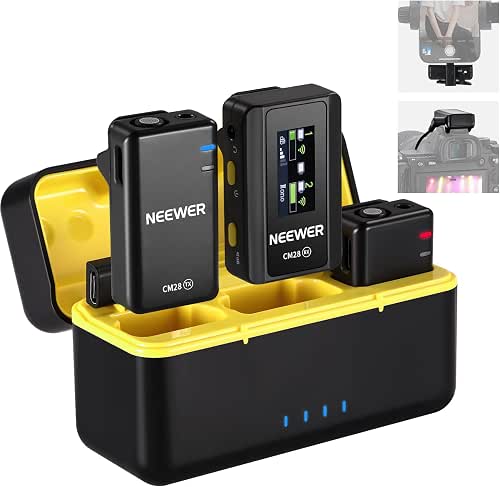 Neewer CM28 Microfono Lavalier Wireless a Bavero con Custodia Ricarica,