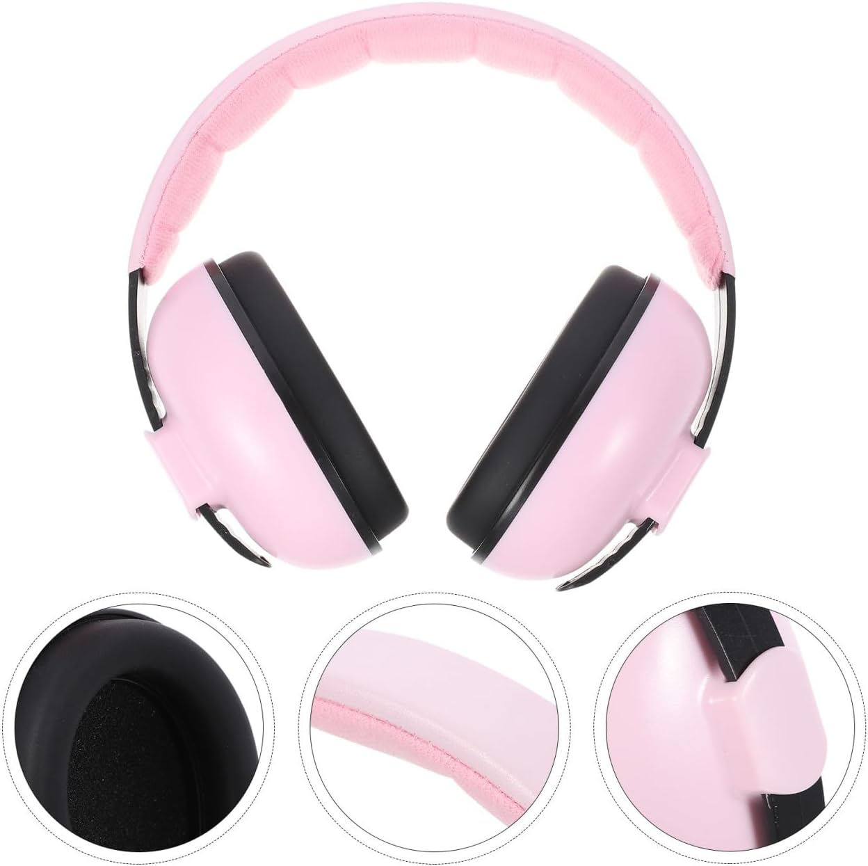 Hearing Protector Noise Reduction Earmuffs Adjustable Headband Pink Ear Protection for Sleeping Noise Blocking Hearing Safety