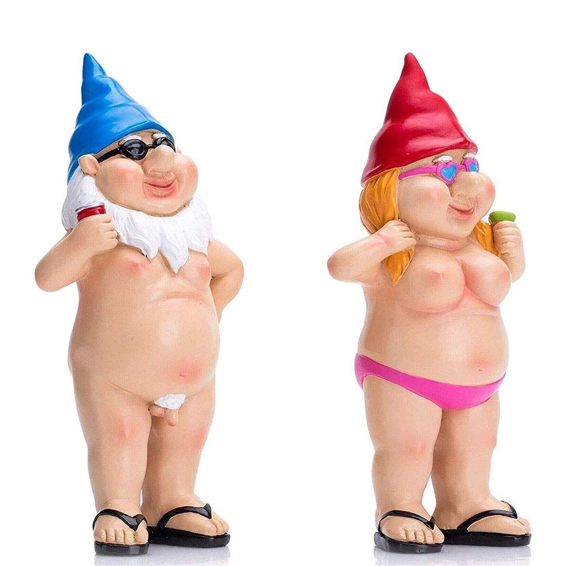 Radrdior Garden Goblin-Art Decoration Funny Resin Gnome Statue for Fairy Garden Supplies,Rude Garden Gnomes Nude Figurine Naughty Peeing Gnome Polyresin For Lawn Decoration 2Pcs(Man+Women)