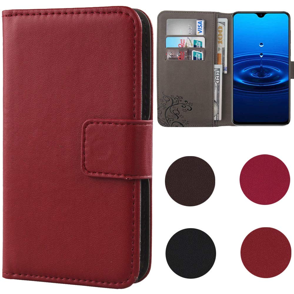 Custodia In Pelle PU Con Flip Cover E Slot Per Carte, Per Telefono Vernee X2, Colore Rosso, Chiusura Magnetica - 3