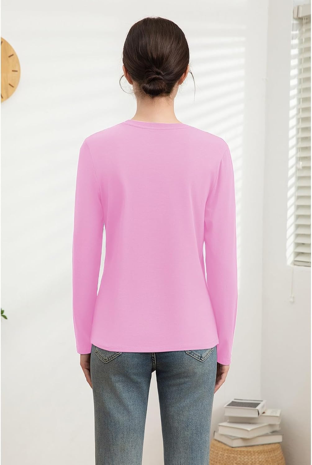 Cotton Long Sleeve Shirts for Women Slim Fit Basic Tees Underscrub Tshirts Crewneck Undershirts Casual Plain Tops - Image 2