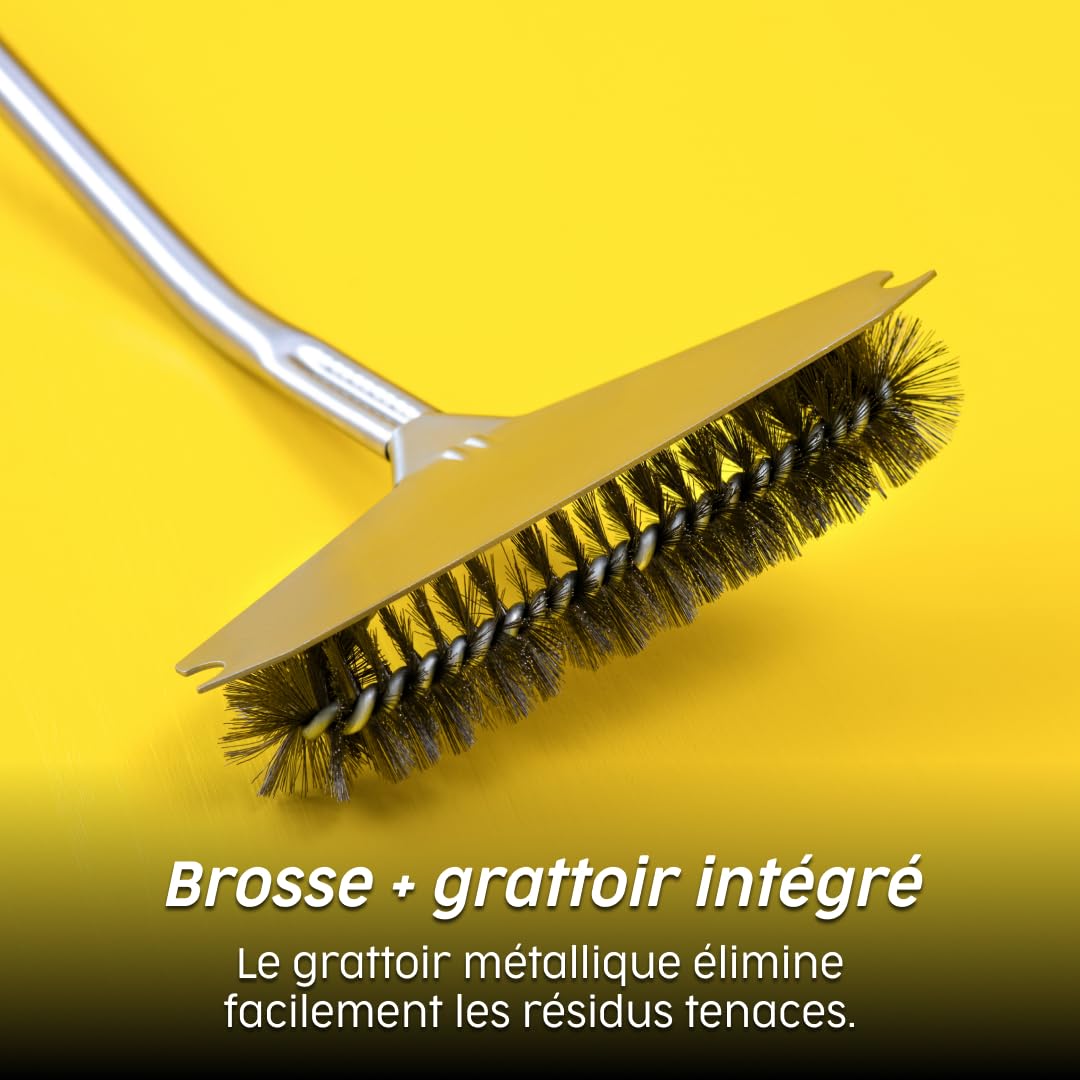 Brosse avec grattoir pour Nettoyage Four à Pizza, Aluminium de première qualité, Longueur 79,5 cm et diamètre 29,6 cm