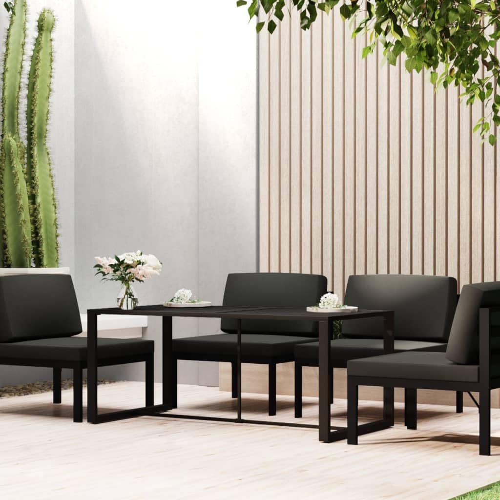 Stół do jadalni ogrodowy, antracyt, 120 x 60 x 66 cm, aluminiowy blat, wytrzymały, łatwy w pielęgnacji, na taras, balkon, do użytku na zewnątrz