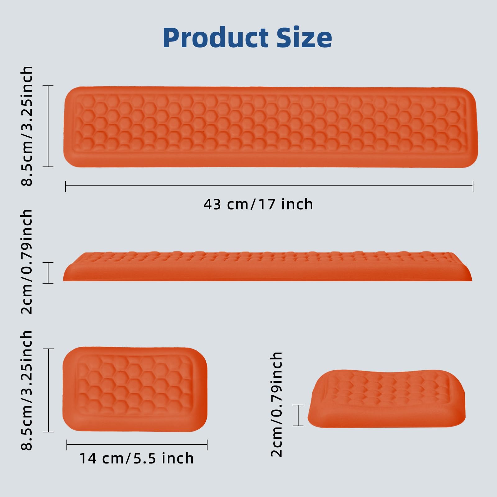 COUKASO Keyboard Mouse Wrist Rest Pad, Comfort Memory Foam Wrist Rest with Non-Slip Silicone Base Leather Surface, Ergonomic Keyboard Mouse Wrist Support for Typing Pain Relief (Hermes Orange)