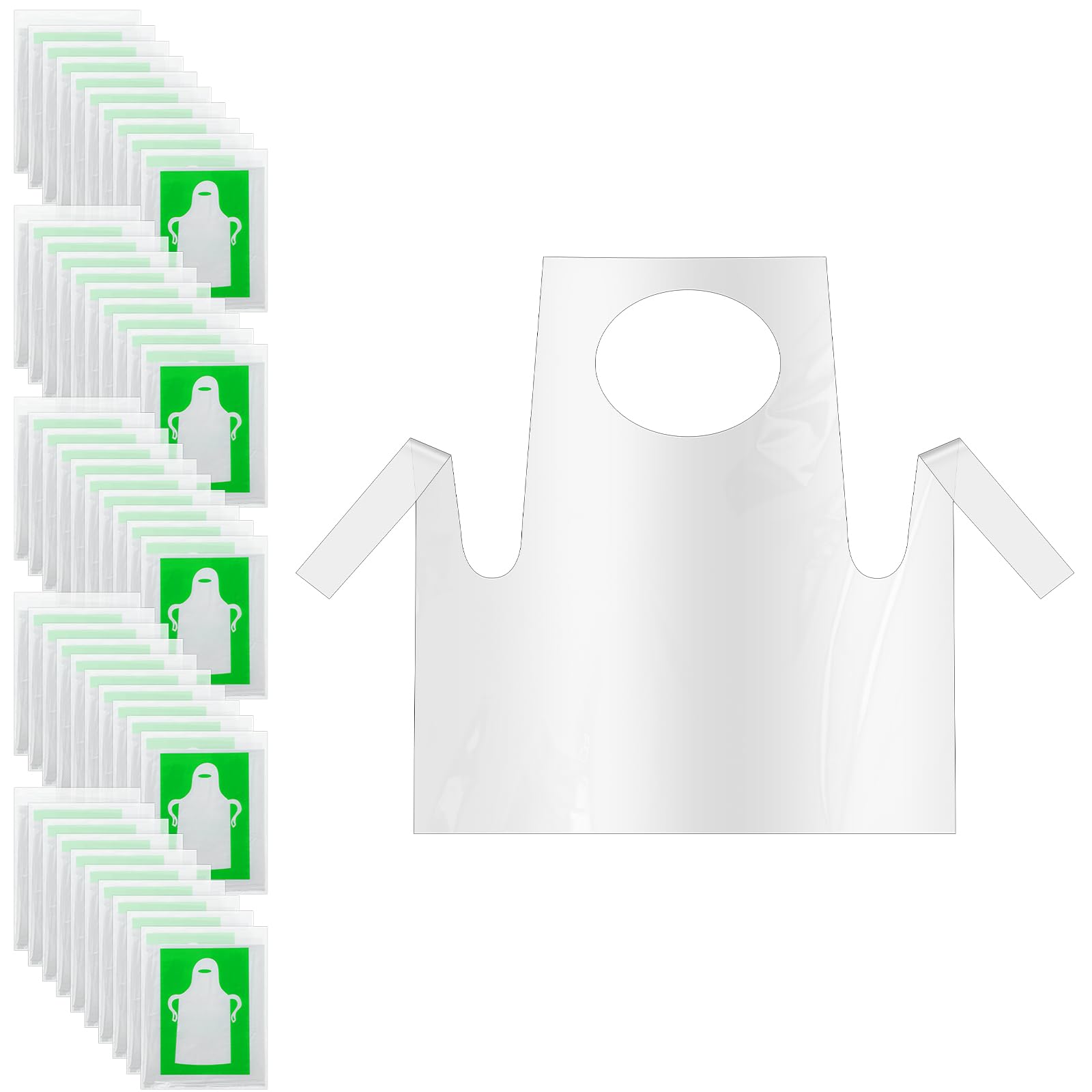 Nogeqi 50 sztuk fartuchów dla dzieci, jednorazowe fartuchy plastikowe, jednorazowe, plastikowe, 55 x 65 cm, wodoodporne, jednorazowe fartuchy Pe przezroczyste do gotowania, czyszczenia, malowania