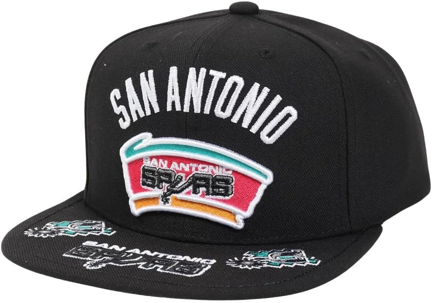 Mitchell & Ness San Antonio Spurs New Front Loaded Black Snapback Hat Cap