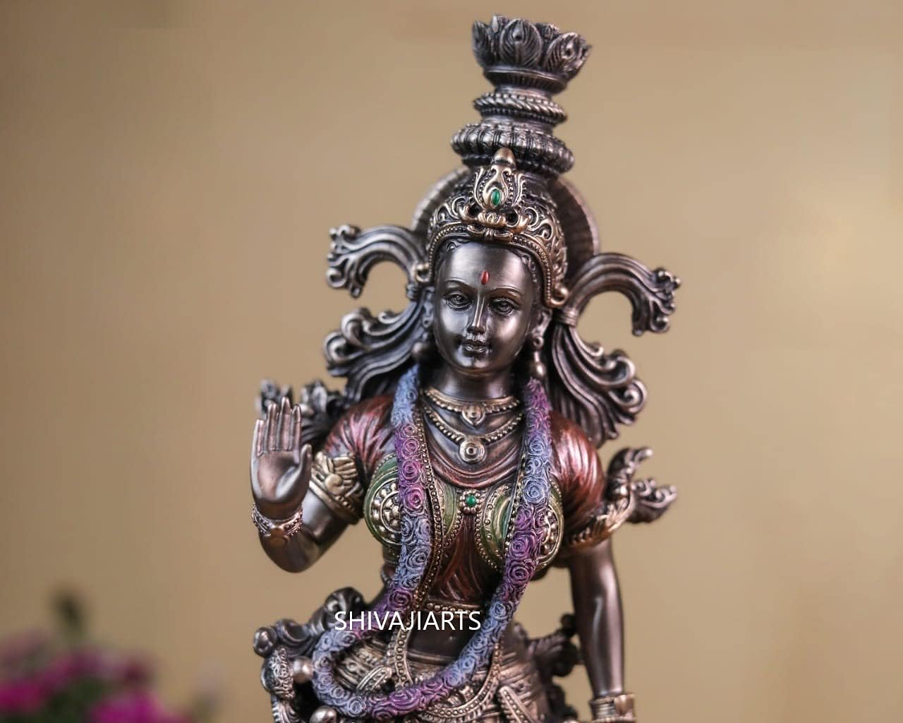 SHIVAJI ARTS Radha Statue, 15” Bonded Bronze Goddess Radha Statue, Indian Lady Sculpture, Shyama, Kishori. Hindu Goddess of Love, Compassion and Devotion