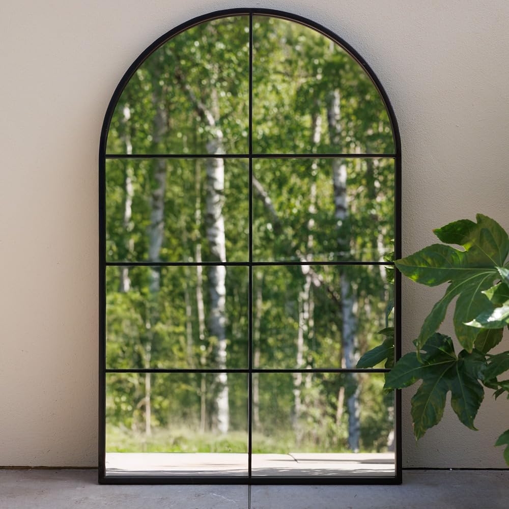 Primrose Round Arch Garden Mirror Metal Frame Glass Illusion Mirror 110cm