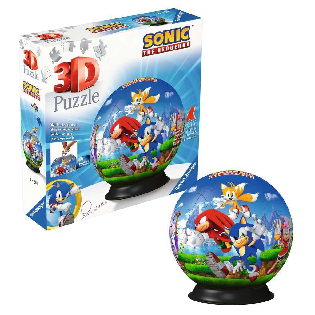 Ravensburger - Puzzle 3d Sonic the Hedgehog​ 72 pezzi, Puzzle 3d bambini 6 anni o più, Giochi bambini 6 anni, Collezione Sonic, Giochi divertenti, Idee regalo