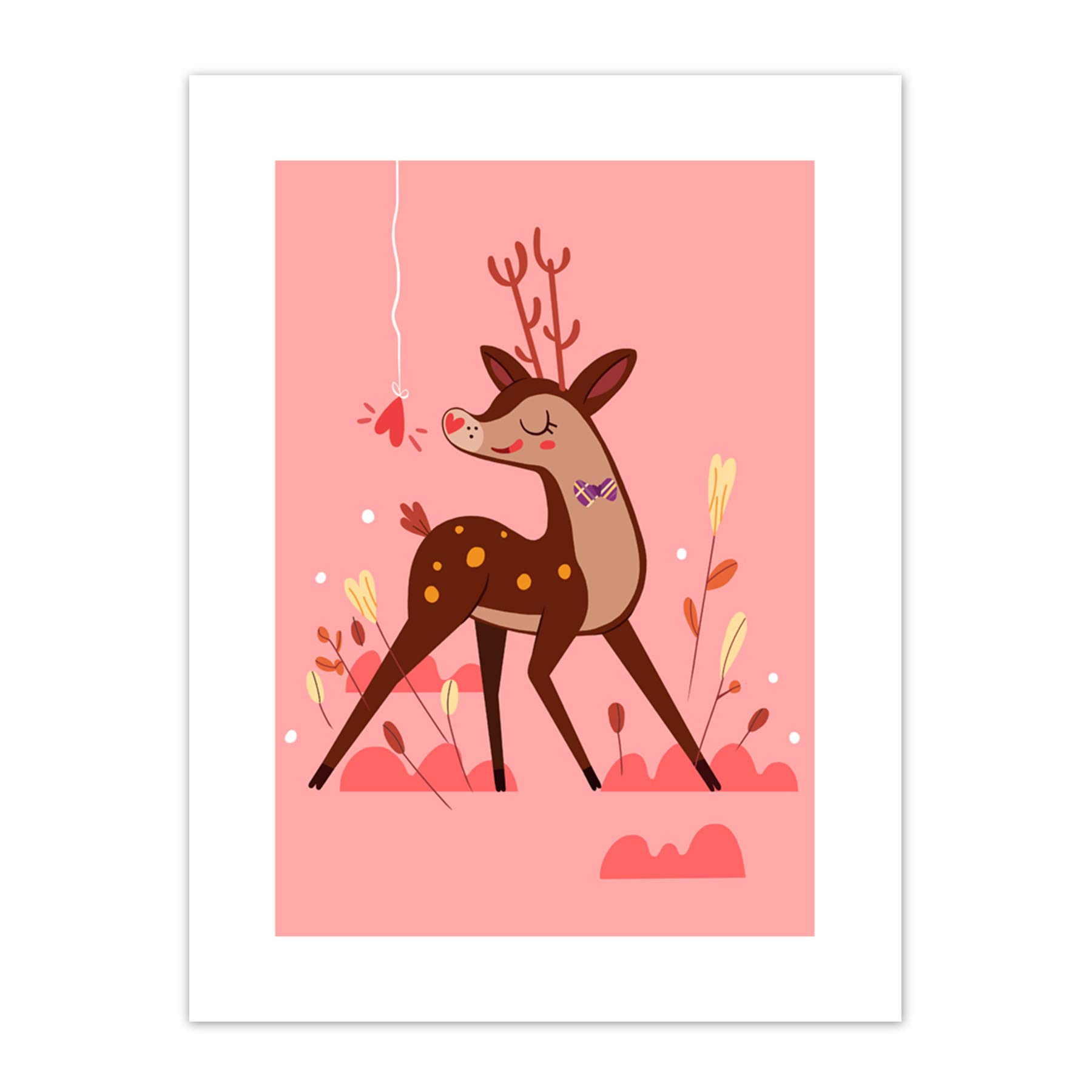 Wee Blue Coo Stag in Love Art Print Canvas Premium Wall Decor Poster