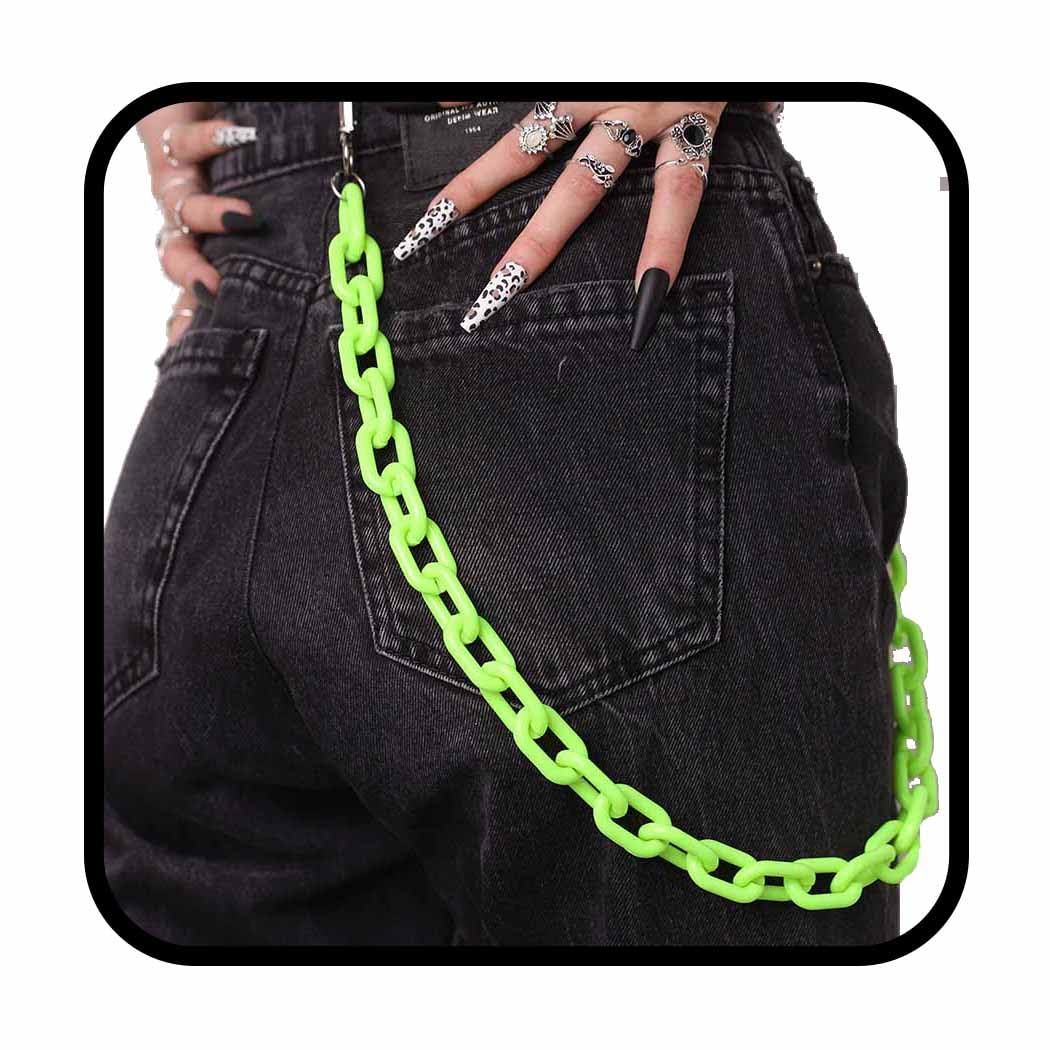 Bounzhi Hip Hop Jeans Pants Chain Punk Goth for Men Acrylic Link Wallet Chain for Women Hipster Chunky Thick Wallet Pocket Keychains Belt Waist Chains