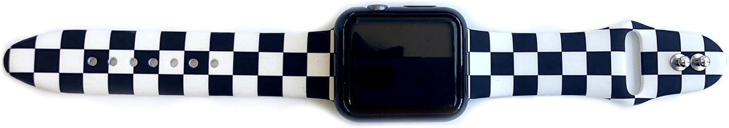 Copper Robin Black and White Checkered Watch Band for Apple Watch Replacement Watch Band Watch Strap for iwatch Compatible with Apple Watch Series 1 2 3 4 38mm 40mm 42mm 44mm Watch Band (M/L 38/40mm)