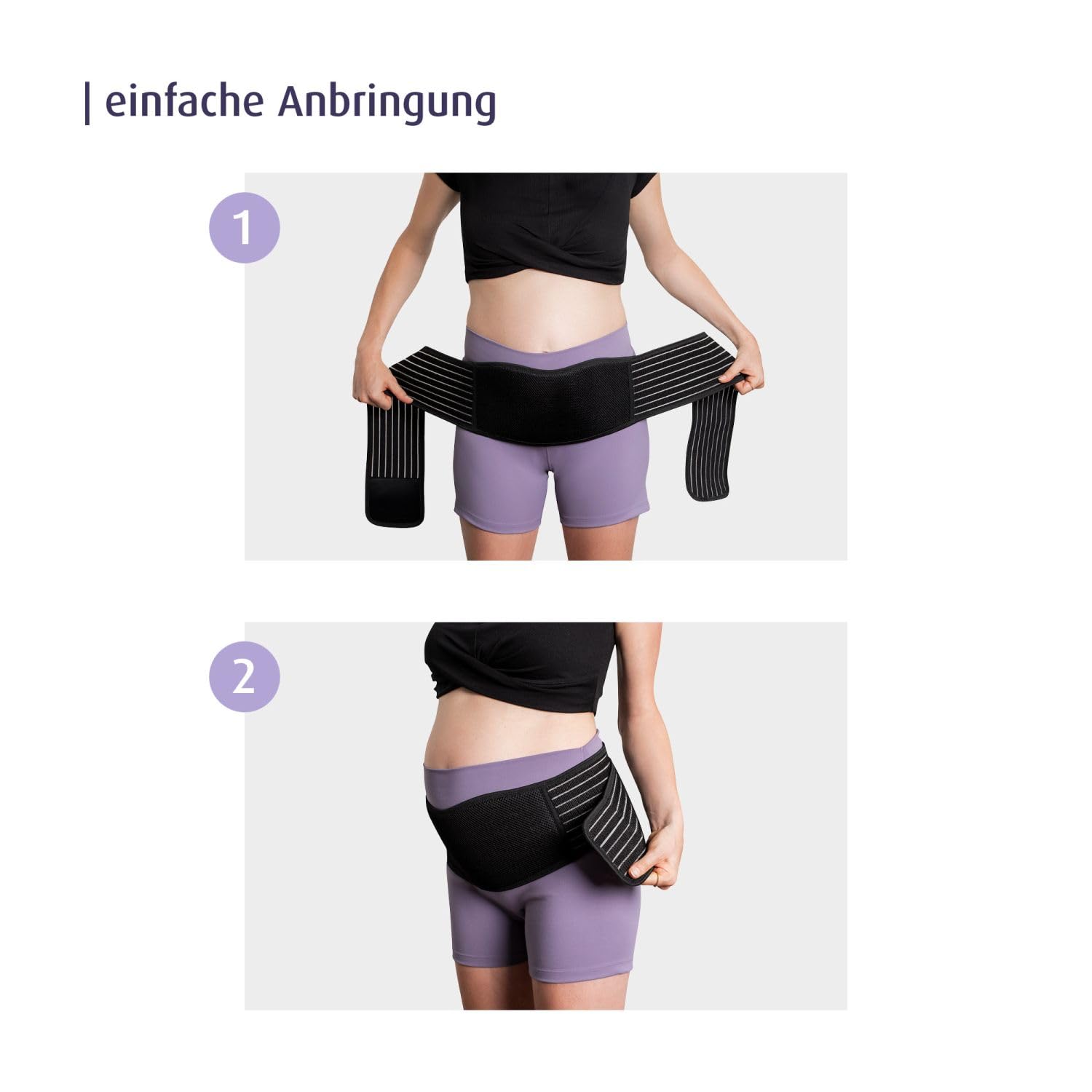 reer Schwangerschaftsgürtel, Bauchgurt Schwangerschaft zur Unterstützung von Babybauch und Rücken, extra langer Stützgürtel mit Klettverschluss, atmungsaktiv, weich - dermatest geprüft, Schwarz