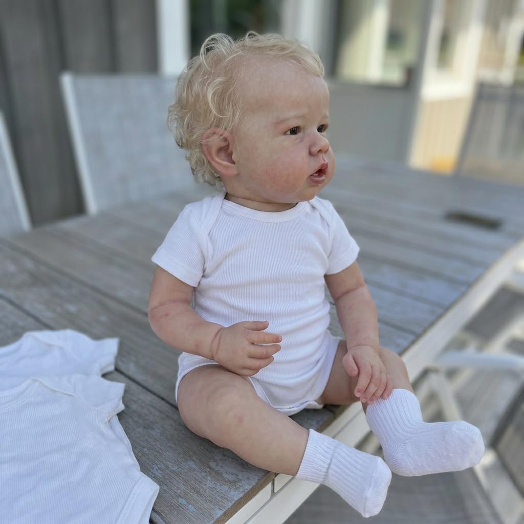 iCradle 20 Inch 50cm Realistic Reborn Doll Full Body Vinyl Silicone Anatomically Correct Real Life Like Baby Boy Doll True Looking Newborn Dolls Child Toy Free Xmas Present for Age 3+