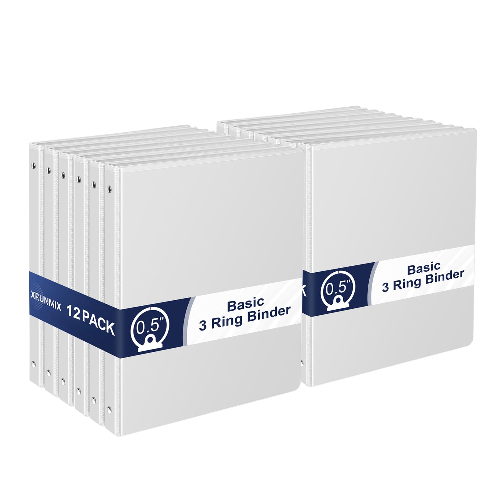 Lot de 12 classeurs ronds de 1,3 à 2,5 cm avec poches, classeurs ronds de 2,5 cm pour 200 feuilles, format lettre américaine, 21,6 x 27,9 cm, parfaits pour la maison, le bureau et l'école (1,3 cm)