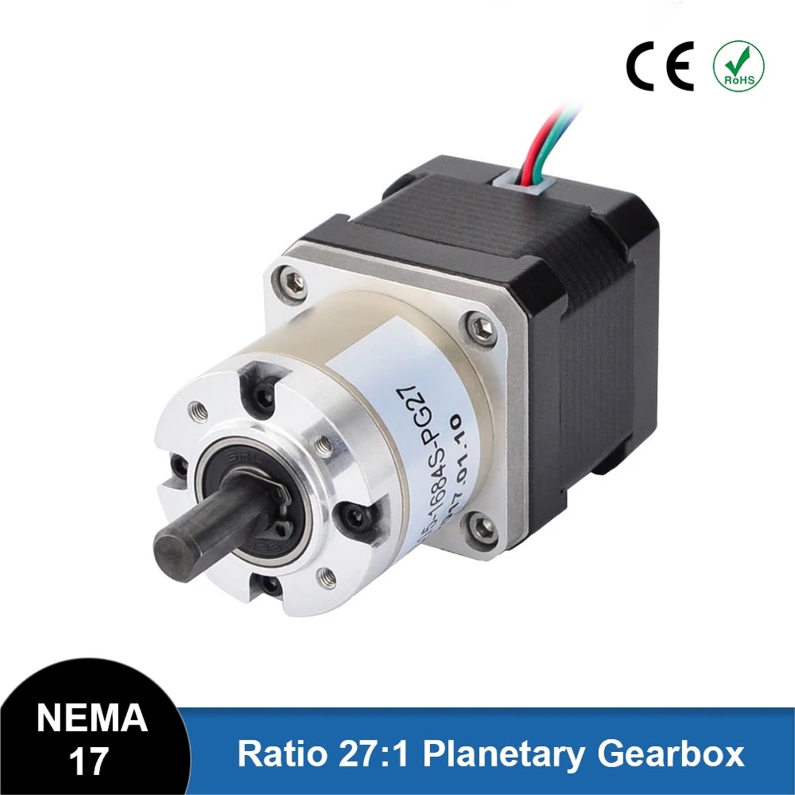 Motor Paso A Paso Nema 17 27:1 Caja De Cambios Planetaria 4 Conductores 42 Motor Extrusor Engranaje Paso A Paso 1.68A CNC Robot Impresora 3D