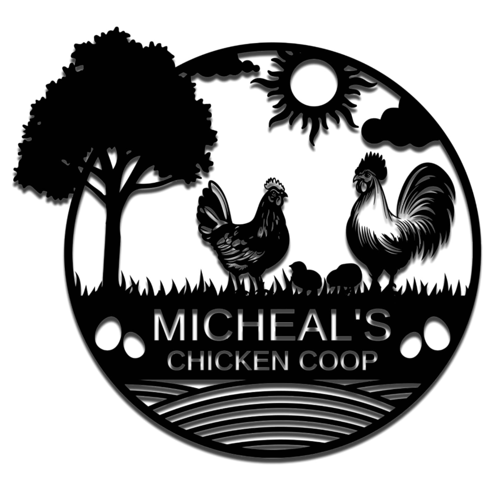 Met5kdm Style-2 Personalized Chicken Coop Metal Sign,Custom Hen House Wall Art,Farm House Barn Decor,Last Name Sign,Metal Plaque Style 2