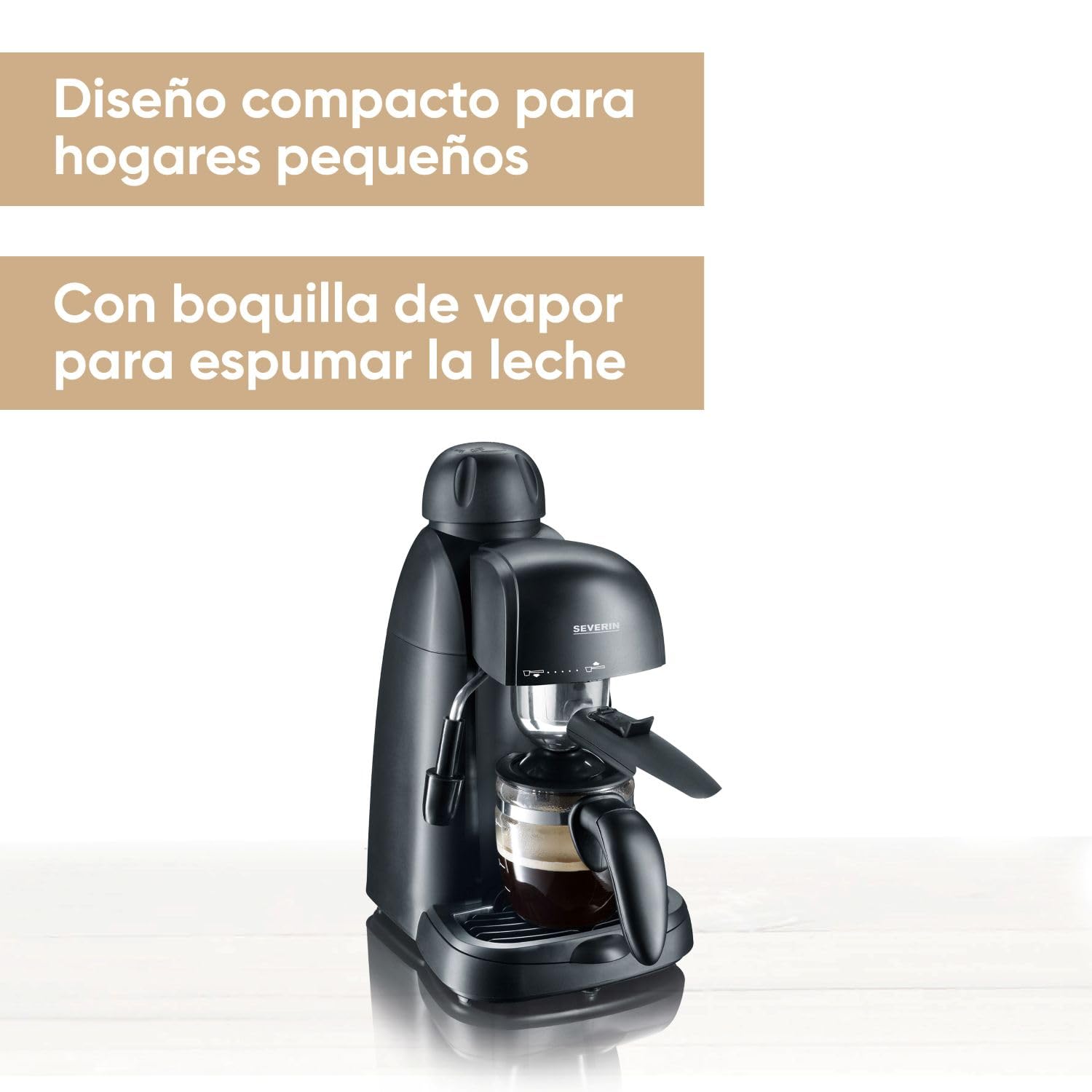 SEVERIN - Cafetera espresso a presión con espumador de leche, Máquina de café,Hasta 4 tazas de café de barista, Negro, KA 5978